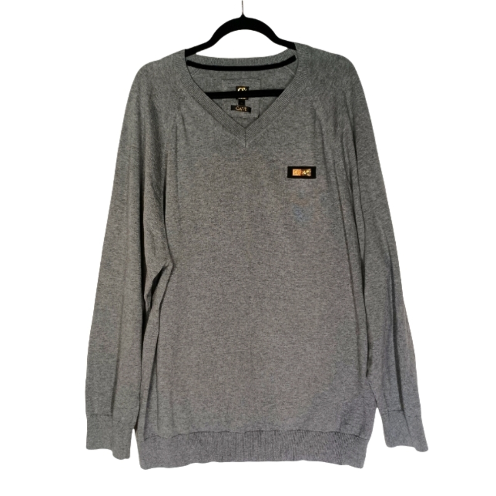 CAVI Men's Gray V-Neckline Pullover 4XL Cotton Sweater